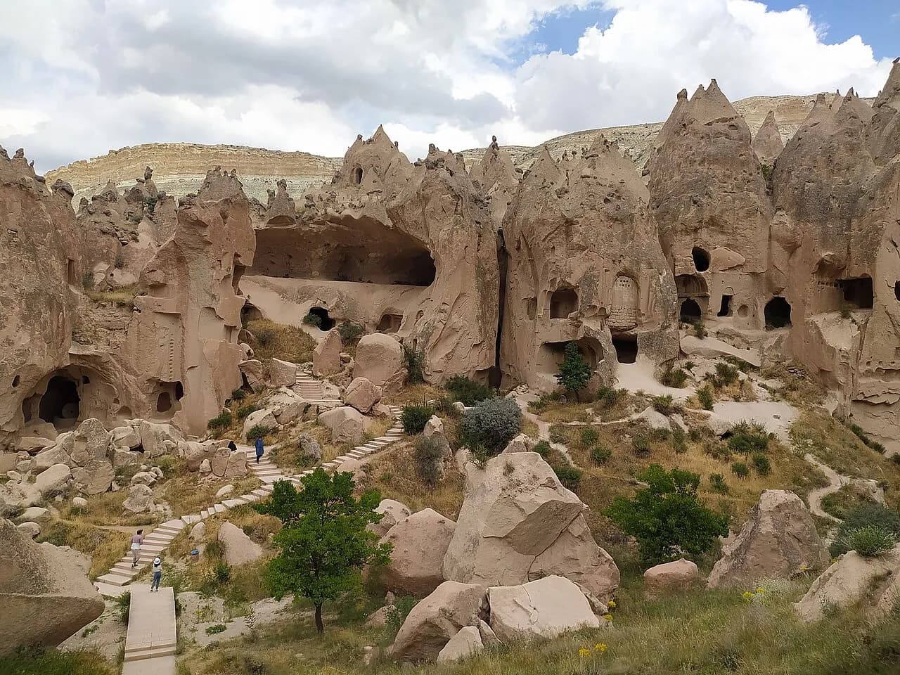 Rock cut settlement and valley landscape at Zelve Open Air Museum